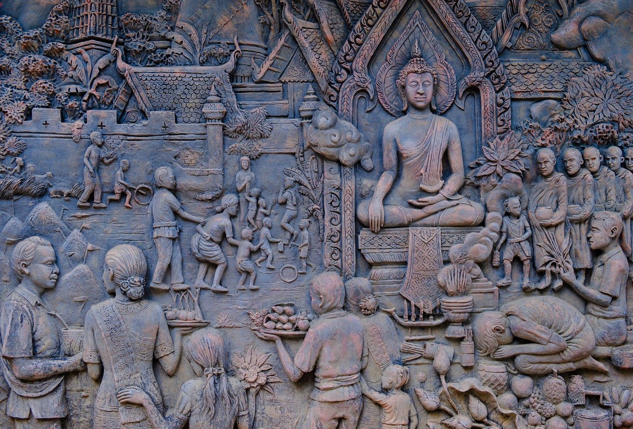 bas relief, buddha, panels